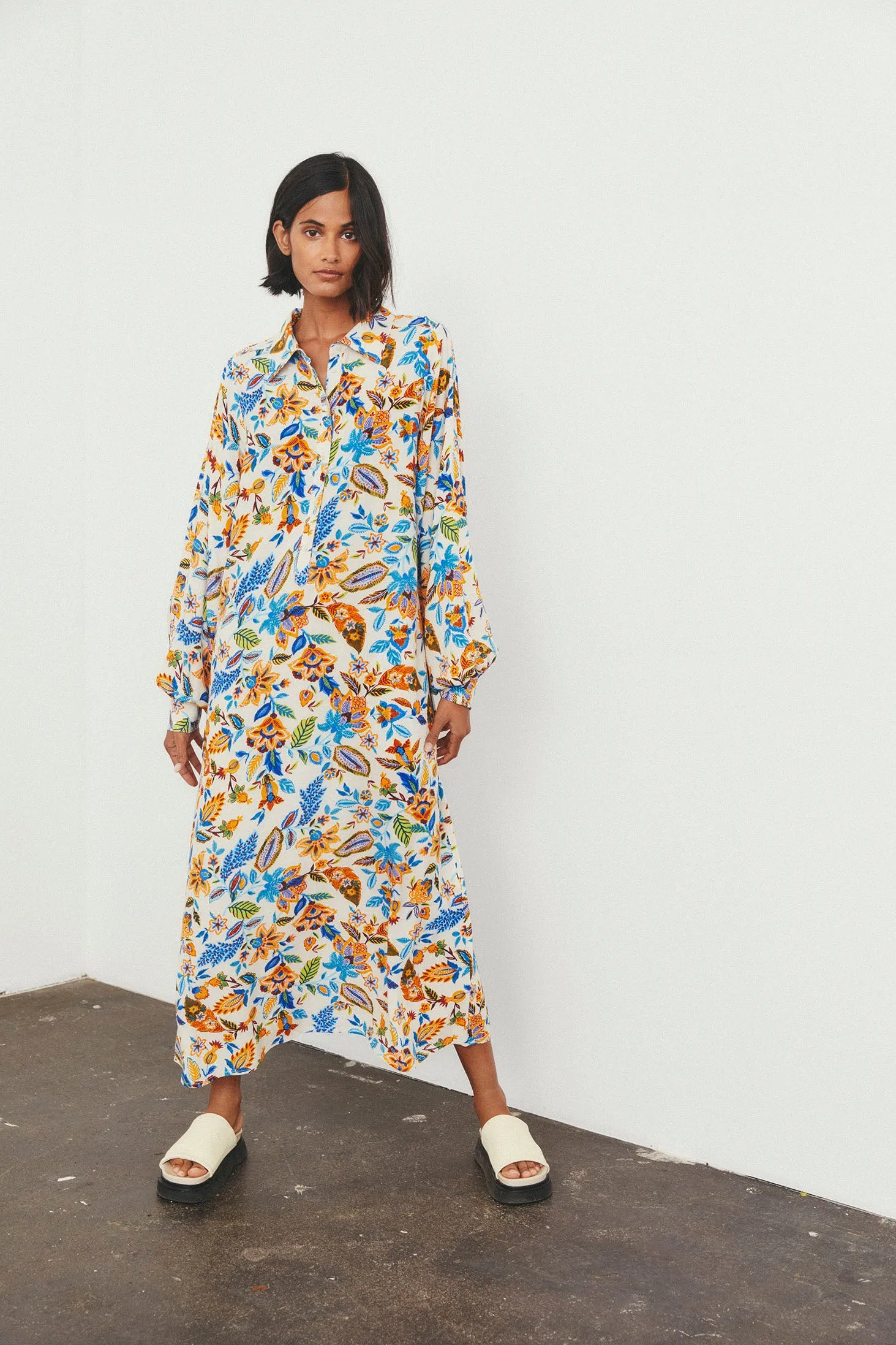 Part Two Shira relaxed shirt dress Blue Craft Flower