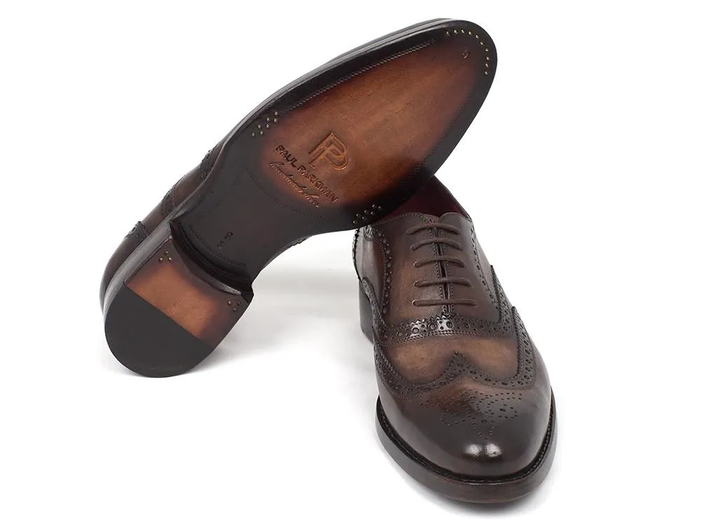 Paul Parkman Men's Wingtip Oxford Goodyear Welted Tobacco Shoes (Id#027)