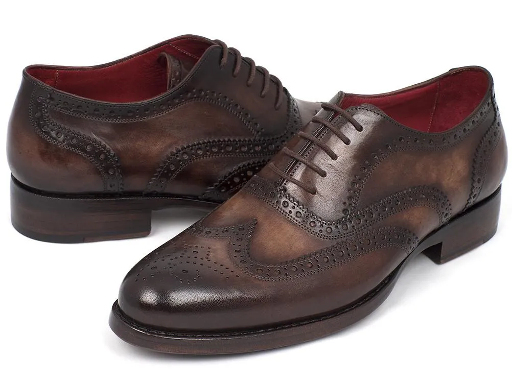Paul Parkman Men's Wingtip Oxford Goodyear Welted Tobacco Shoes (Id#027)