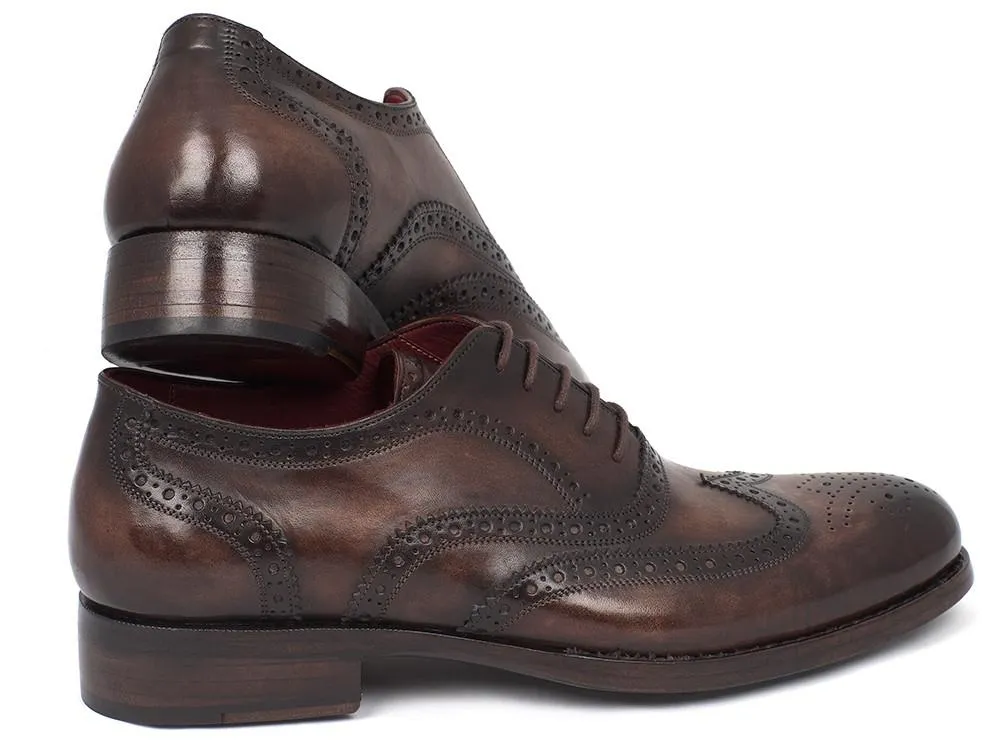 Paul Parkman Men's Wingtip Oxford Goodyear Welted Tobacco Shoes (Id#027)