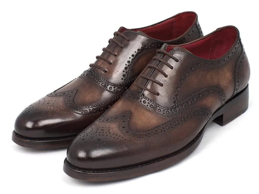 Paul Parkman Men's Wingtip Oxford Goodyear Welted Tobacco Shoes (Id#027)