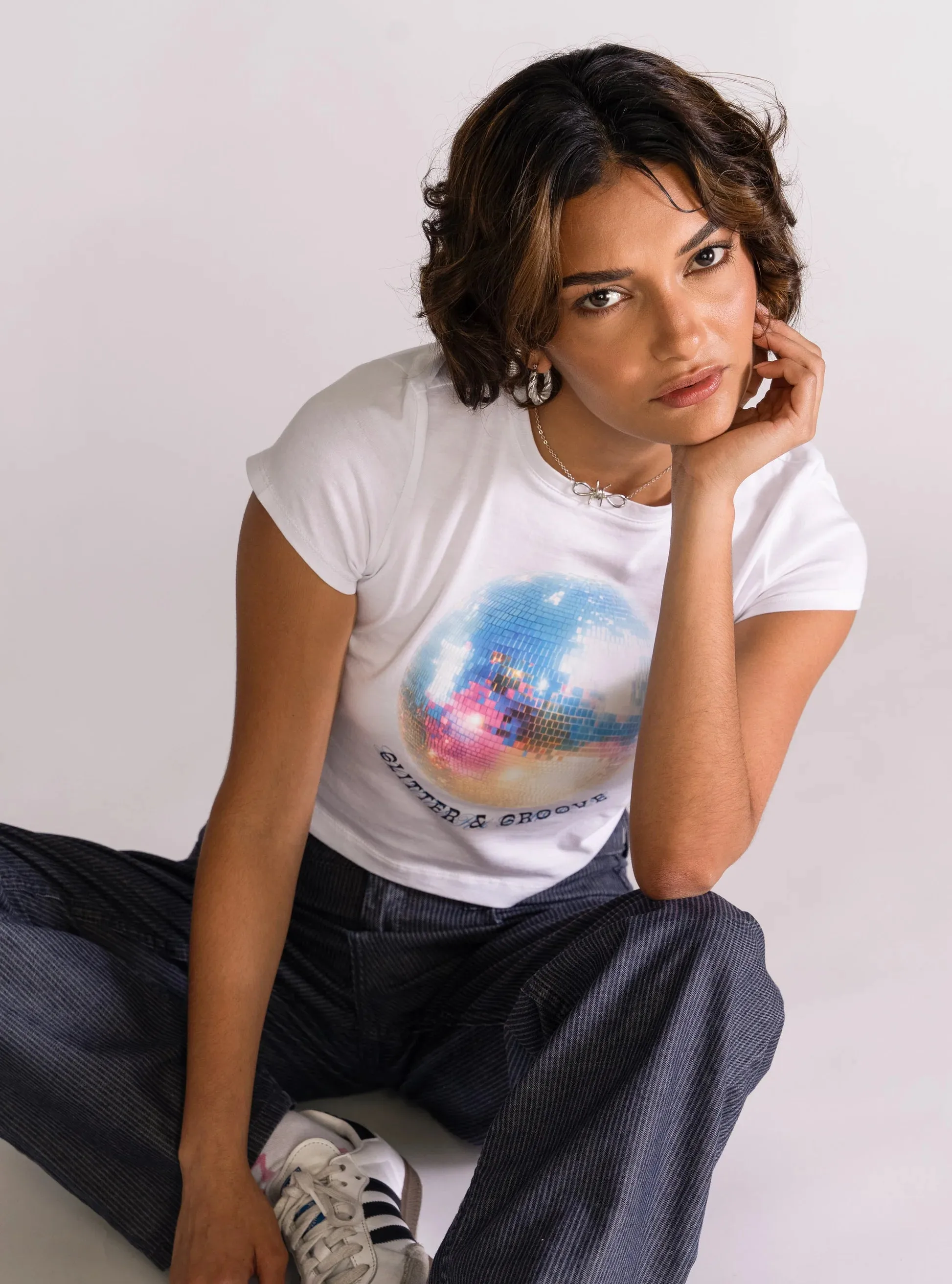 Shiny Shiny Baby Playera, Blanco