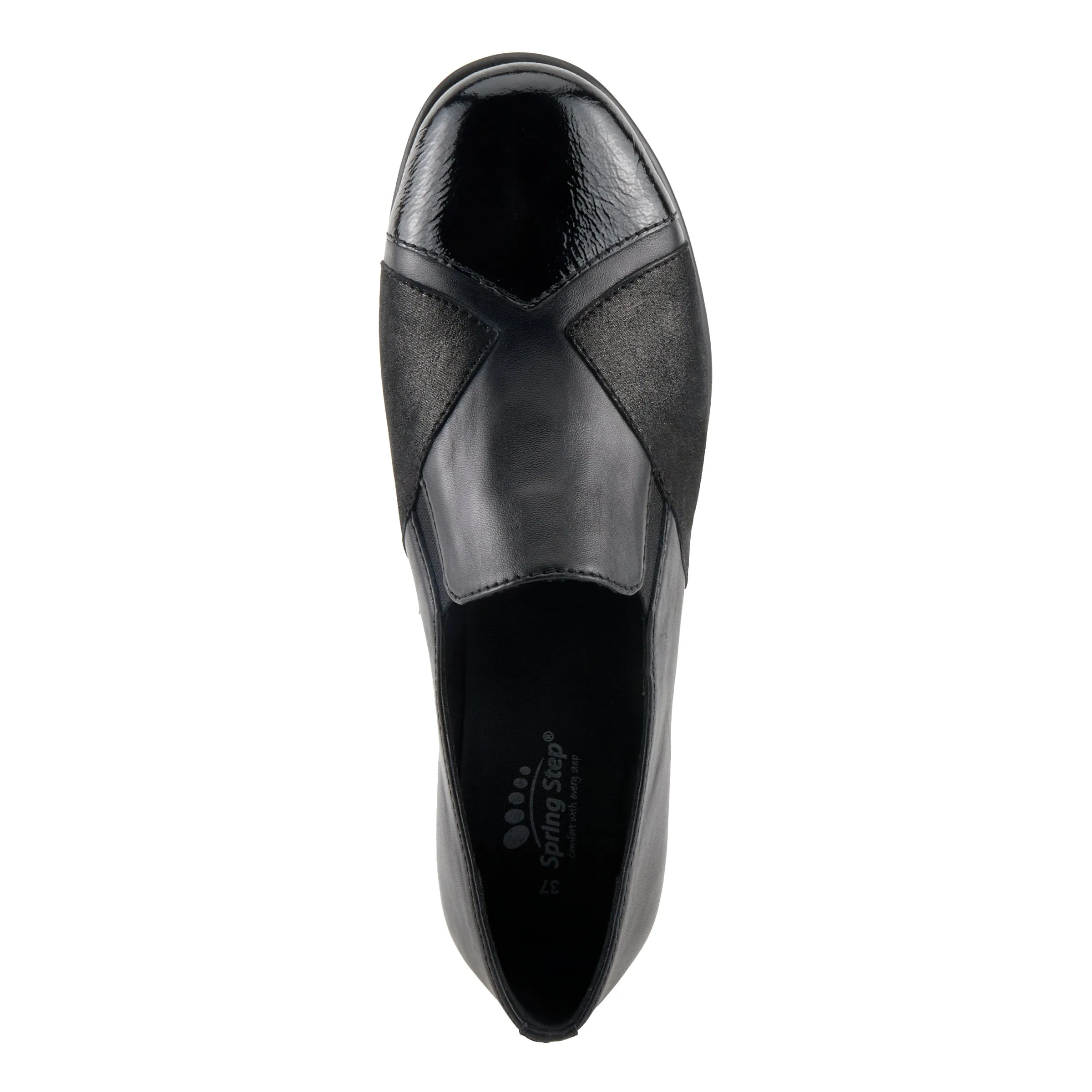 Spring Step Shoes Evzen Women's Modern Black Leather Wedge Slip On Shoes