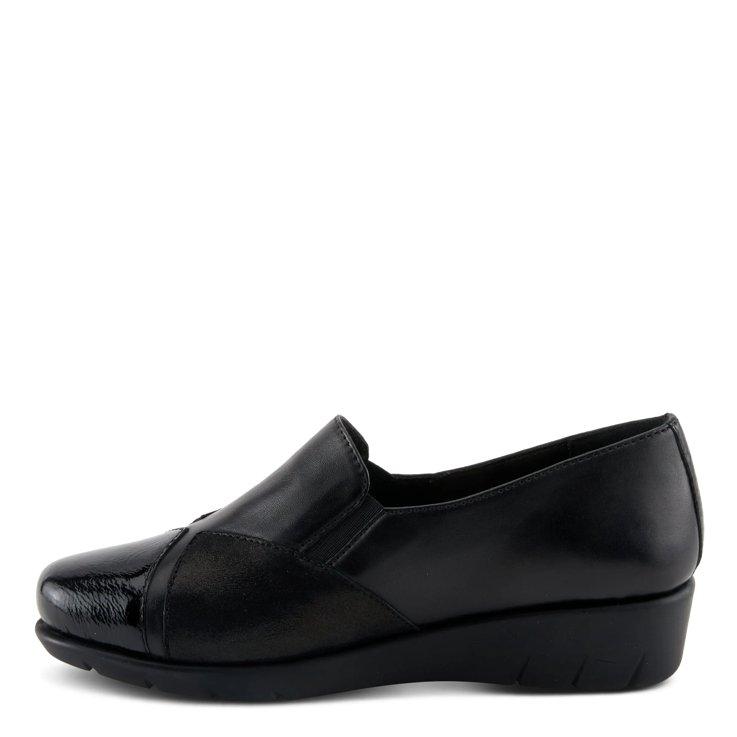 Spring Step Shoes Evzen Women's Modern Black Leather Wedge Slip On Shoes