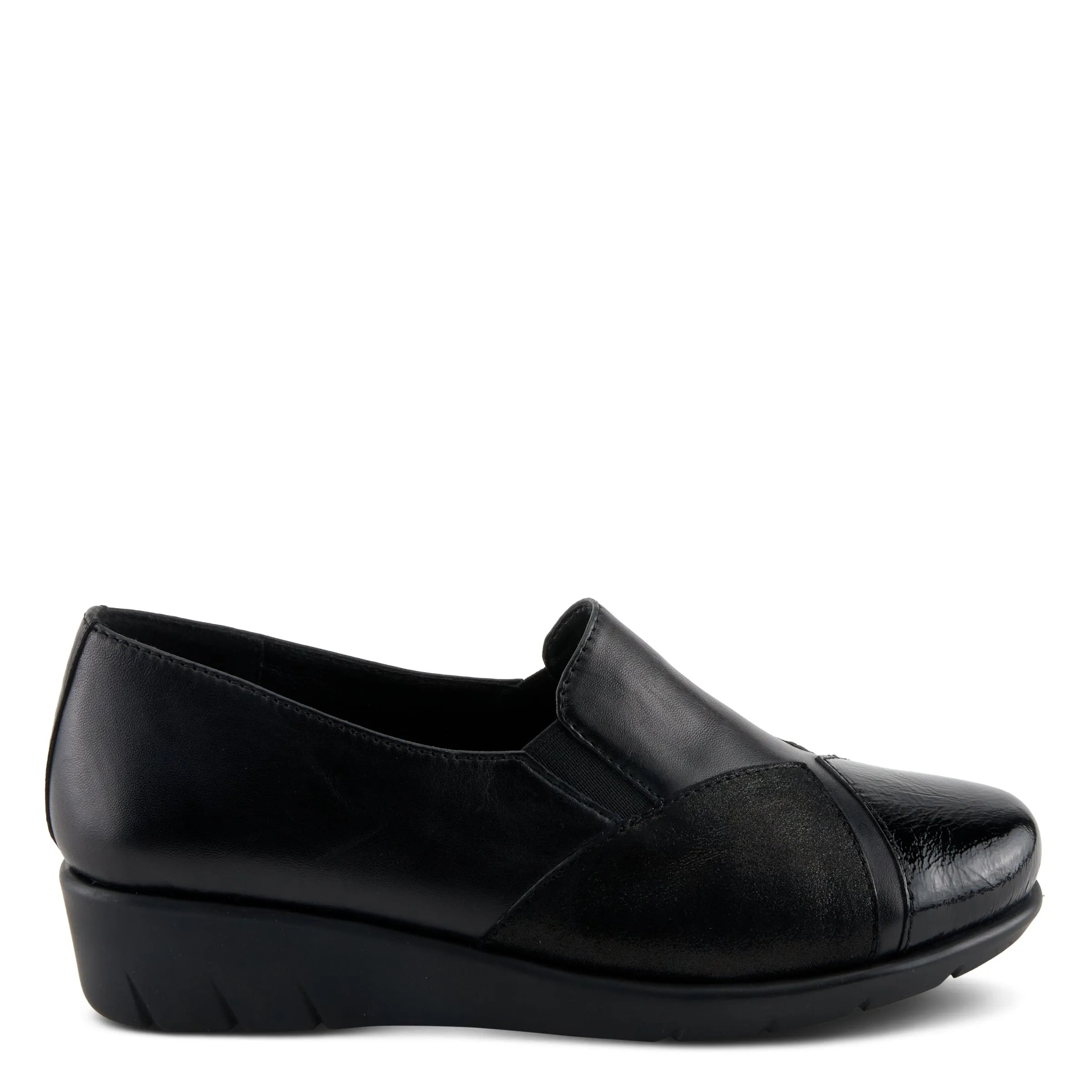 Spring Step Shoes Evzen Women's Modern Black Leather Wedge Slip On Shoes