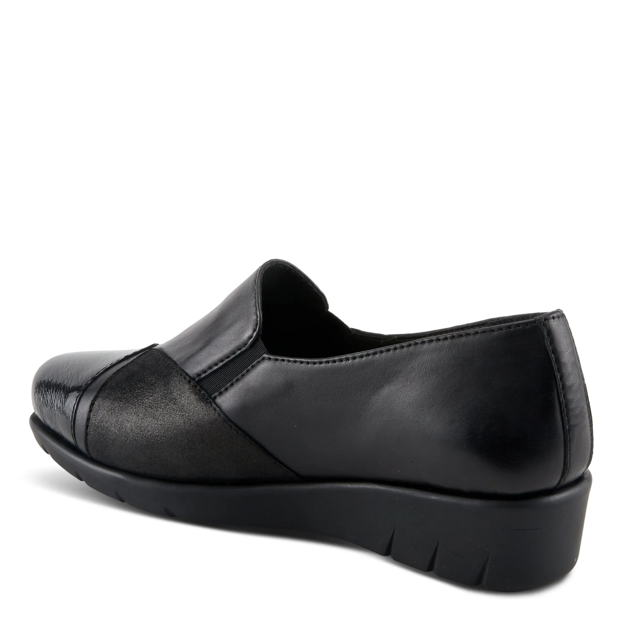 Spring Step Shoes Evzen Women's Modern Black Leather Wedge Slip On Shoes
