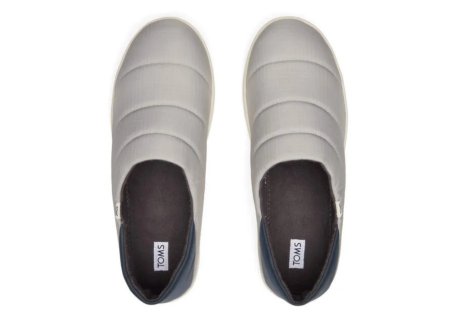 TOMS Mens Ezra Quilted Ripstop Slipper - Drizzle Grey