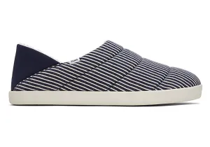 TOMS Mens Ezra Railroad Stripe Slipper - Navy
