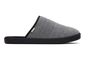 TOMS Mens Harbor Distressed Twill Quilted Slipper - Black