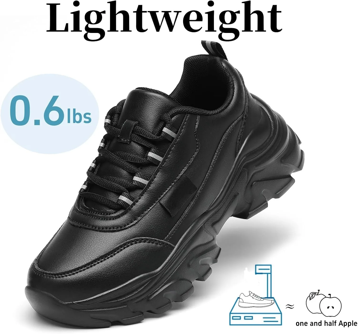 VZQ Chunky Sneakers for Women Leather Fashion Platform Walking Shoes Lightweight Comfortable Wedge Sports Sneakers