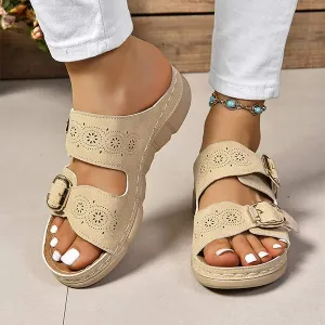Women's Platform Buckle Strap Slide Sandals 22361677C